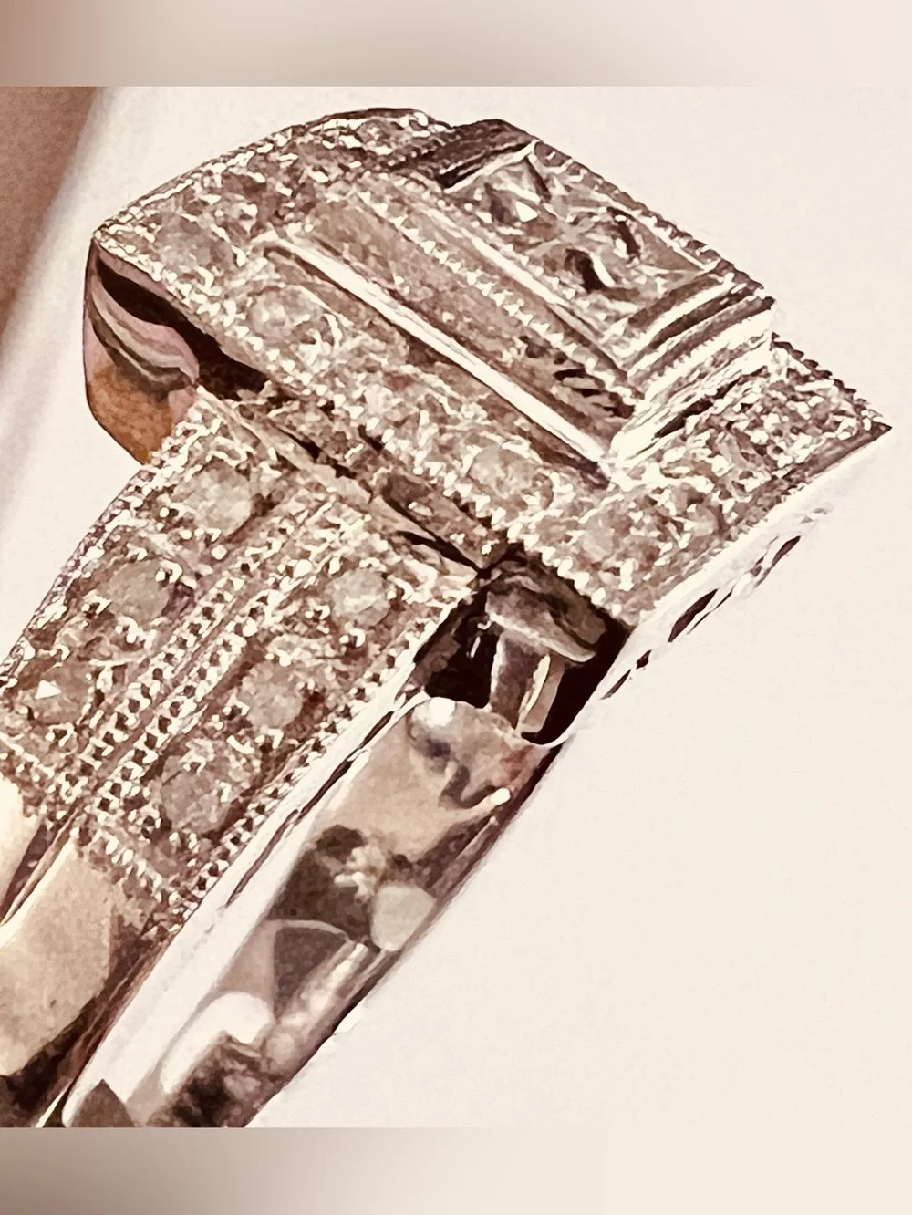 💍Diamond Ring 14K Solid White Gold Engagement Wedding Cocktail Size 7 Women’s